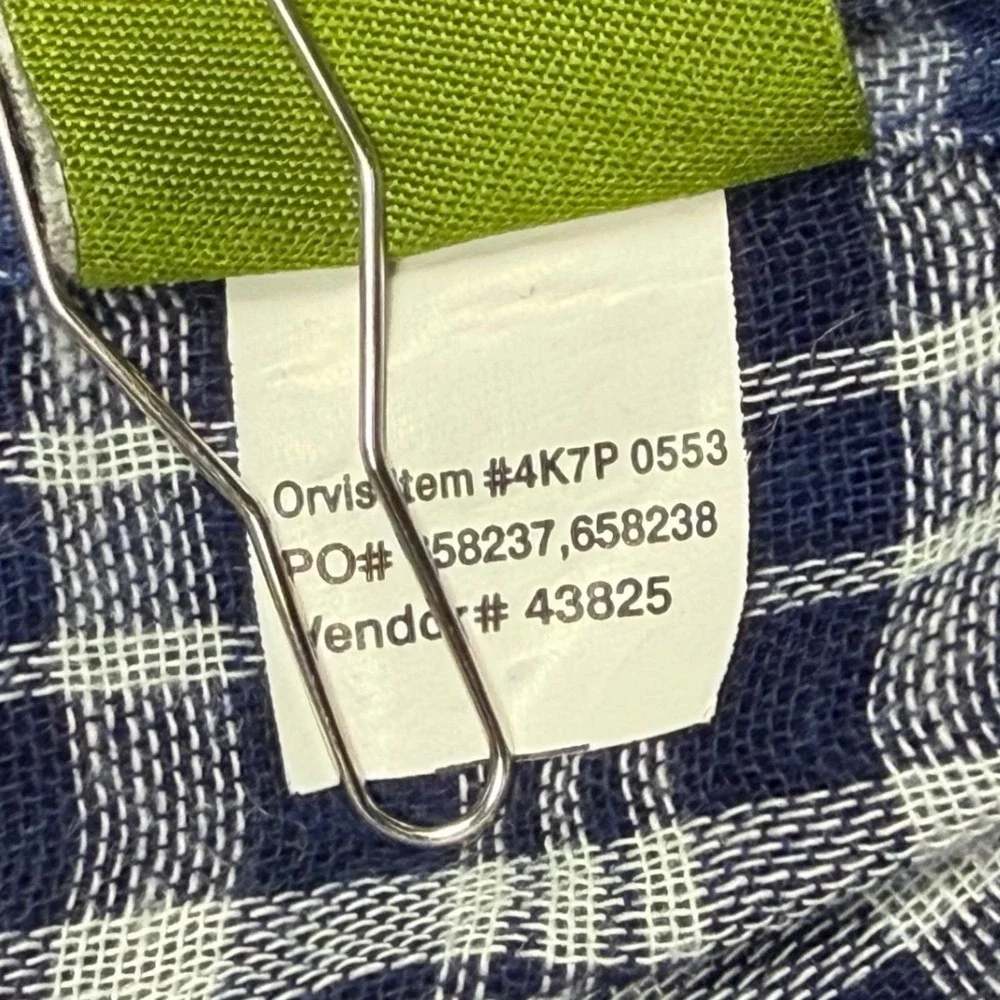 Orvis Mens Blue White Plaid Cotton Button Down Shirt Large 4K7P 0553